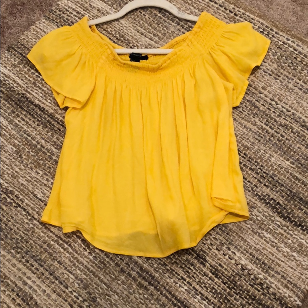 Off the shoulder yellow top